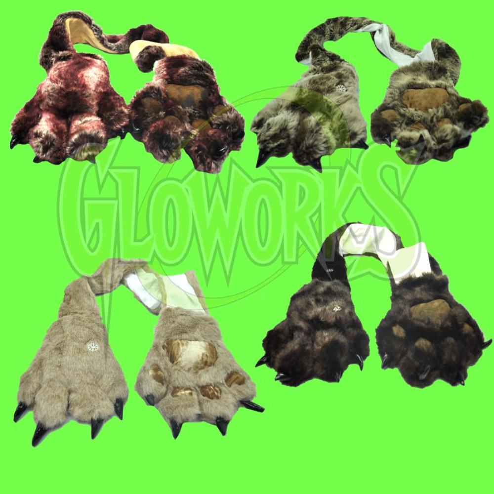 PLUSH ANIMAL SCARF WITH LARGE GLOVE PAWS - ASSORTED (1 PIECE)