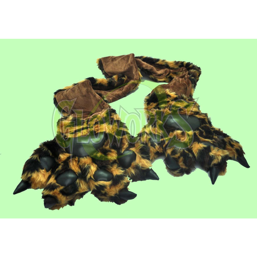 PLUSH ANIMAL SCARF WITH LARGE GLOVE PAWS - LEOPARD (1 PIECE)