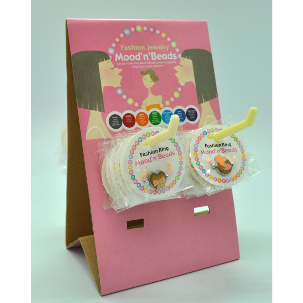 BEADED MOOD RINGS WITH COUNTER DISPLAY 24 PIECES/DISPLAY
