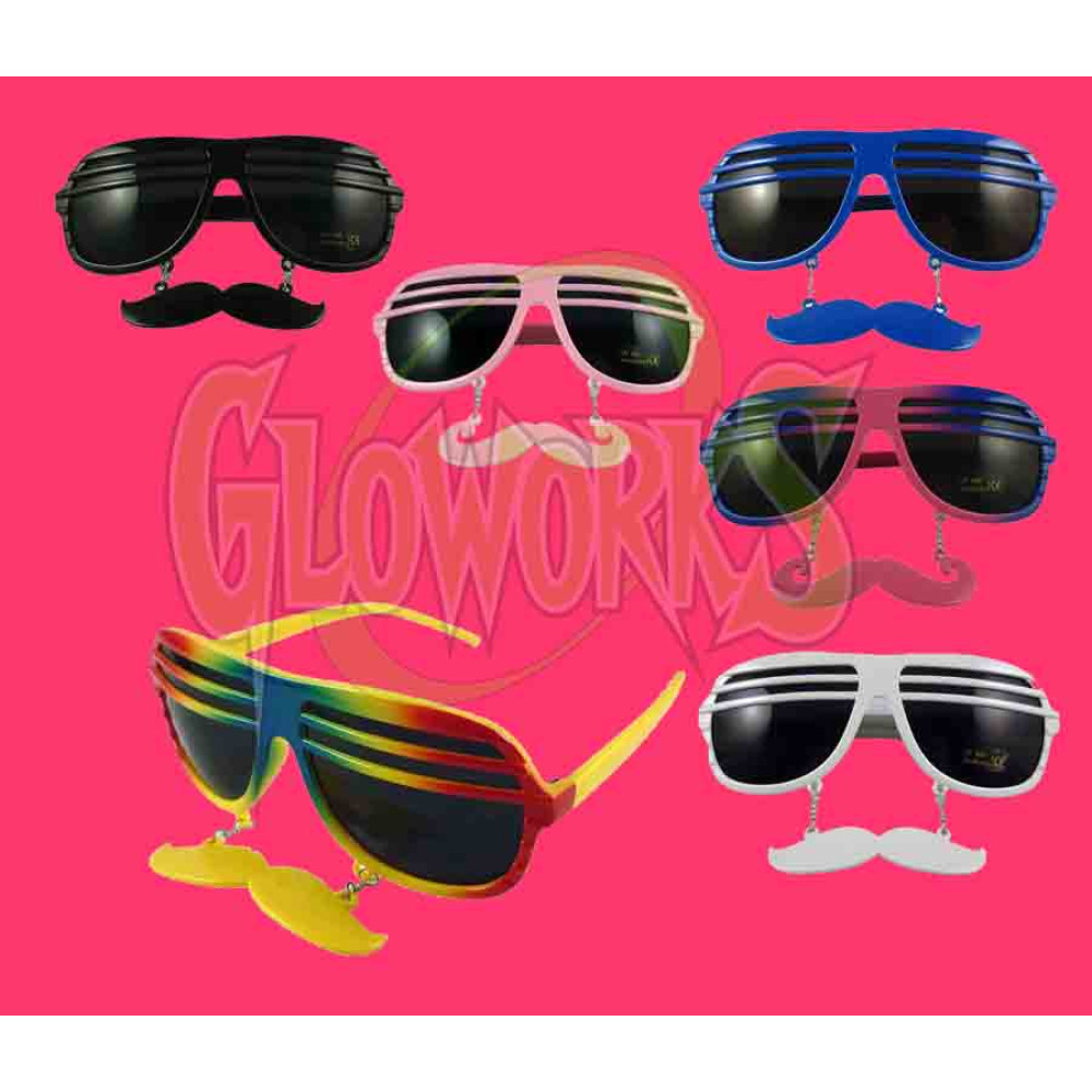 NON-FLASH ASSORTED COLORS SHUTTER MUSTACHE EYEGLASSES (1 PIECE)