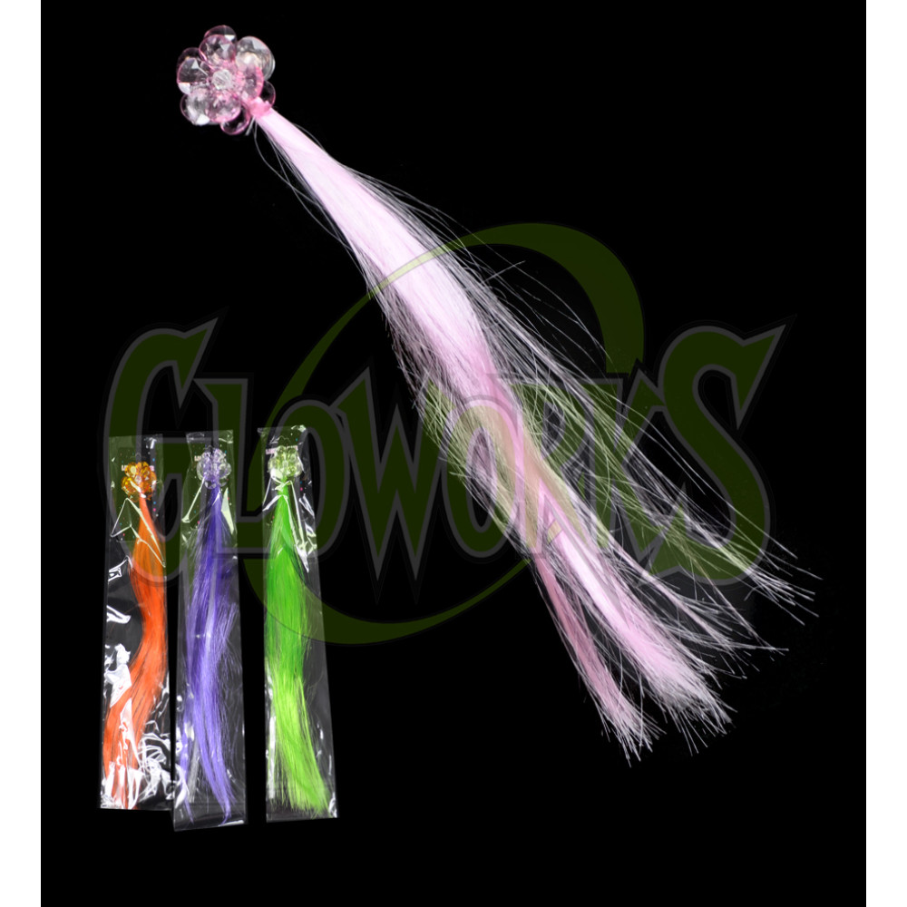 LIGHT-UP FANCY HAIR FIBER OPTIC EXTENSION WITH CLIP - ASST. COLORS (1 PIECE)