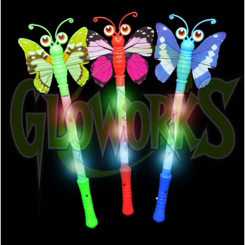 15" Flashing Butterfly Buggy Eye Wands - Asst. Colors (1 PIECE)