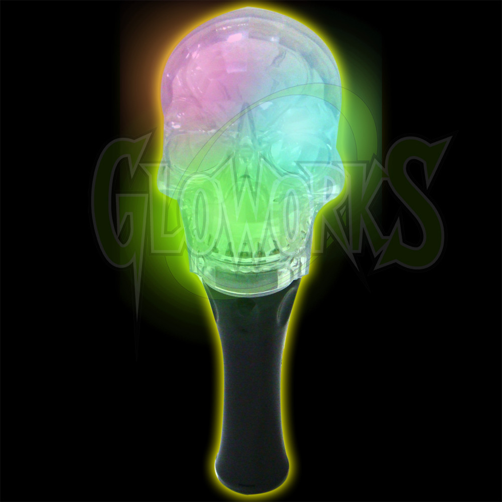 7" Flashing Clear Skull Head Wand (1 PIECE)