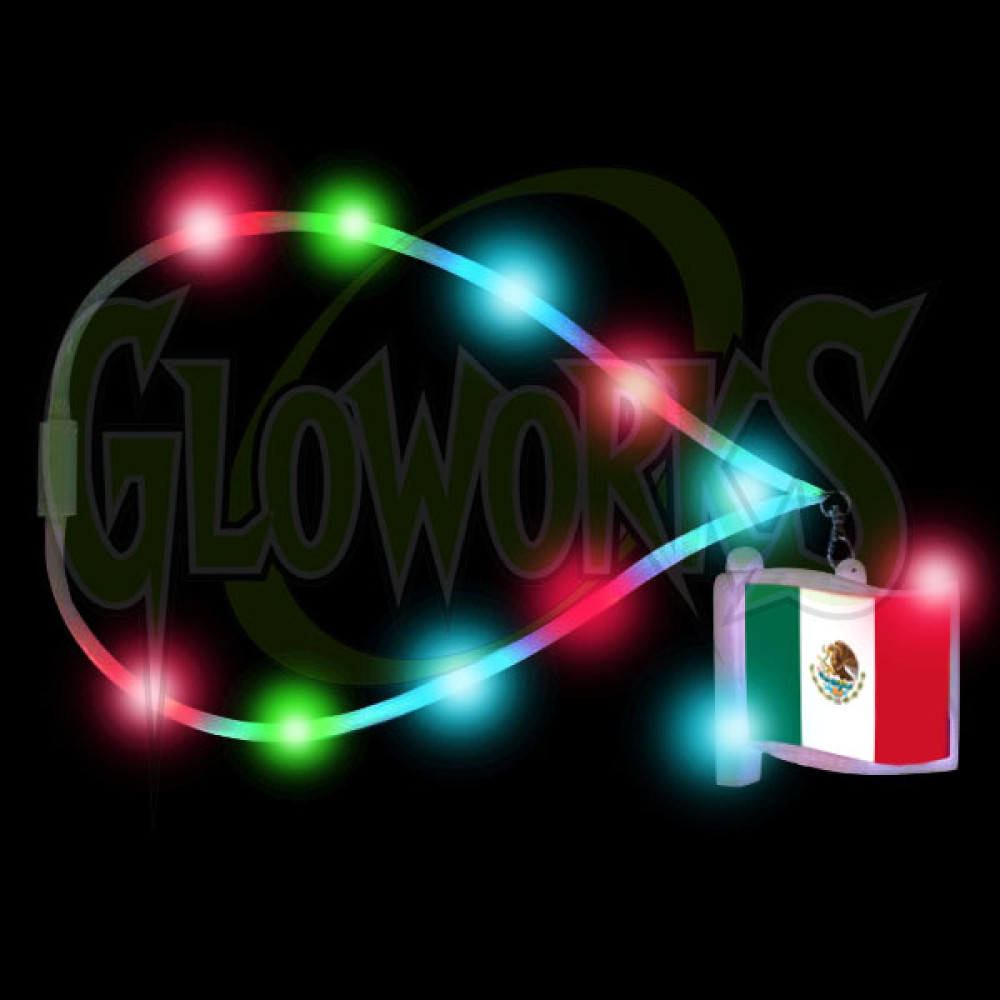 Mexican Flag Flashing Charm with Flashing Lanyard (1 PIECE)