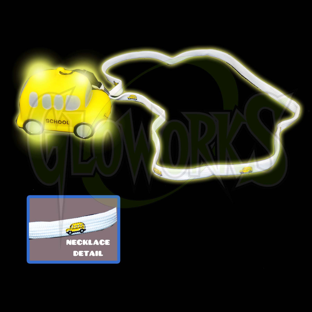 School Bus Flashing Charm with Cloth Lanyard  (1 PIECE)