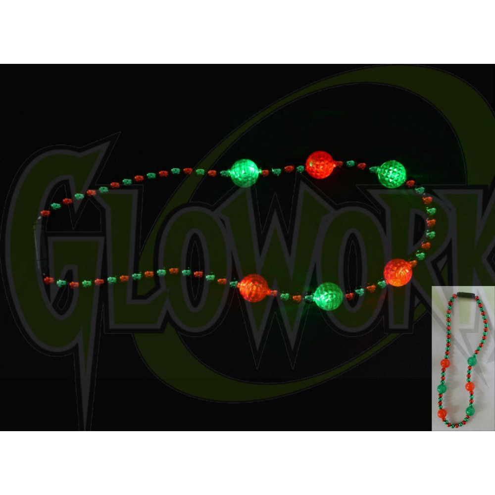 FLASHING BEADED NECKLACE RED GREEN (1 PIECE)