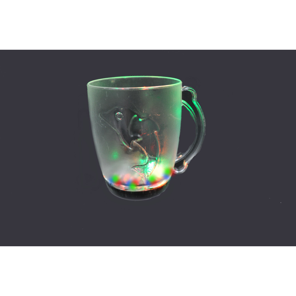 LED GLASS- 10 OZ BEER MUG WITH DOLPHIN (1 DOZEN)
