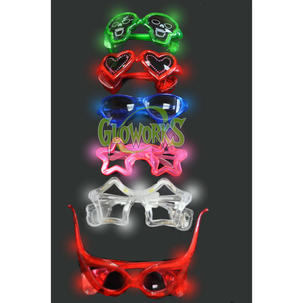 ASSORTED FLASHING SUNGLASSES (1 DOZEN)