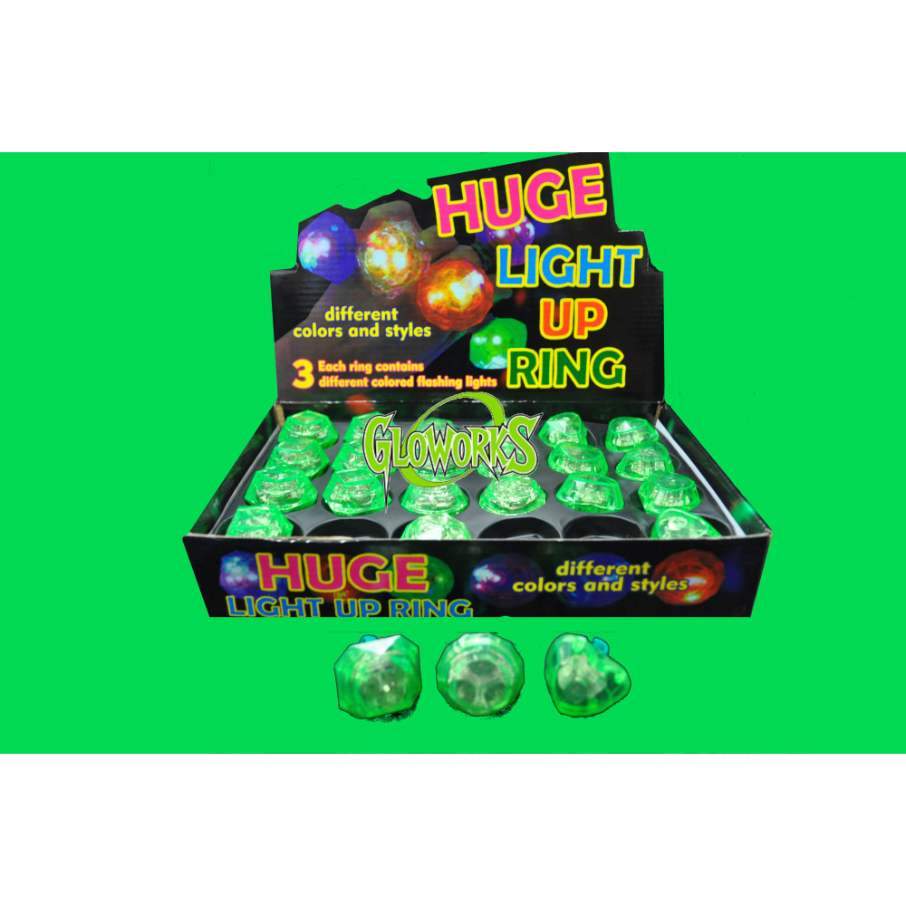 FLASHING GREEN ASSORTED GEM RING (1 PIECE)