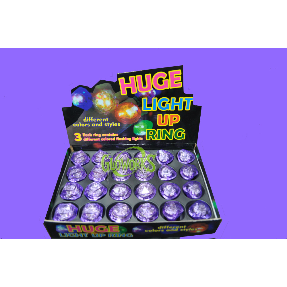 FLASHING DIAMOND RING ASSORTED SHAPED PURPLE (1 PIECE)