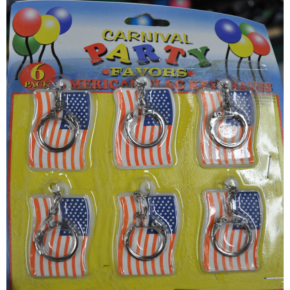 AMERICAN FLAG KEY CHAIN PARTY FAVOR (6 PACK)
