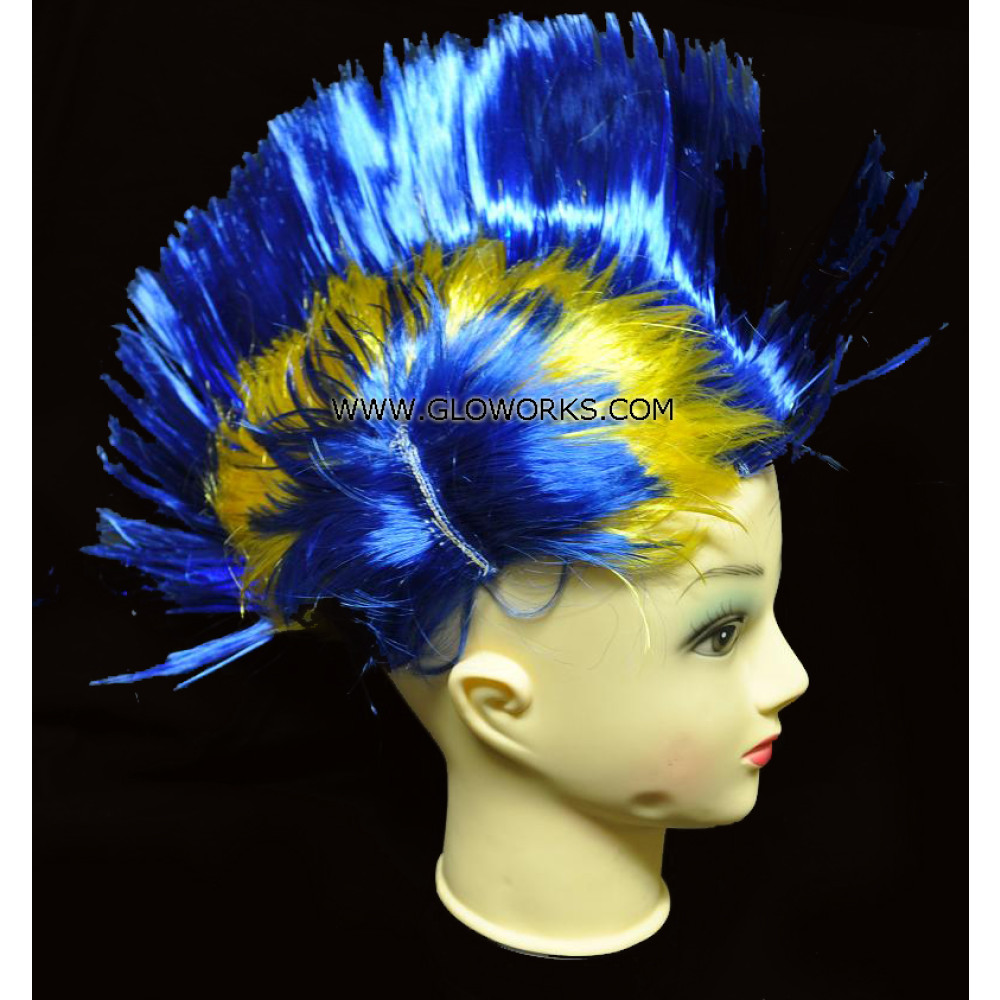 MOHAWK FLASHING WIG - YELLOW/BLUE (1 PIECE)