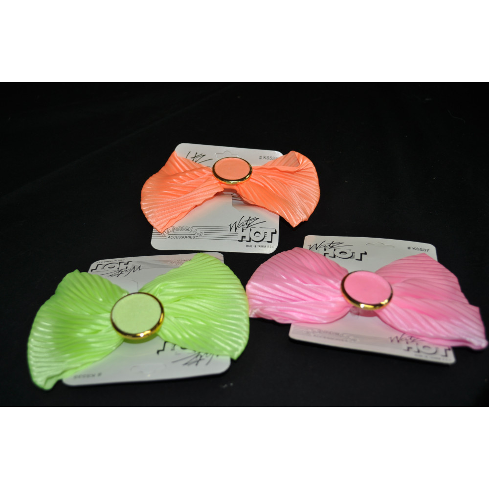 LARGE NEON BOW HAIR CLIP ASSORTED COLORS (1 PIECE)