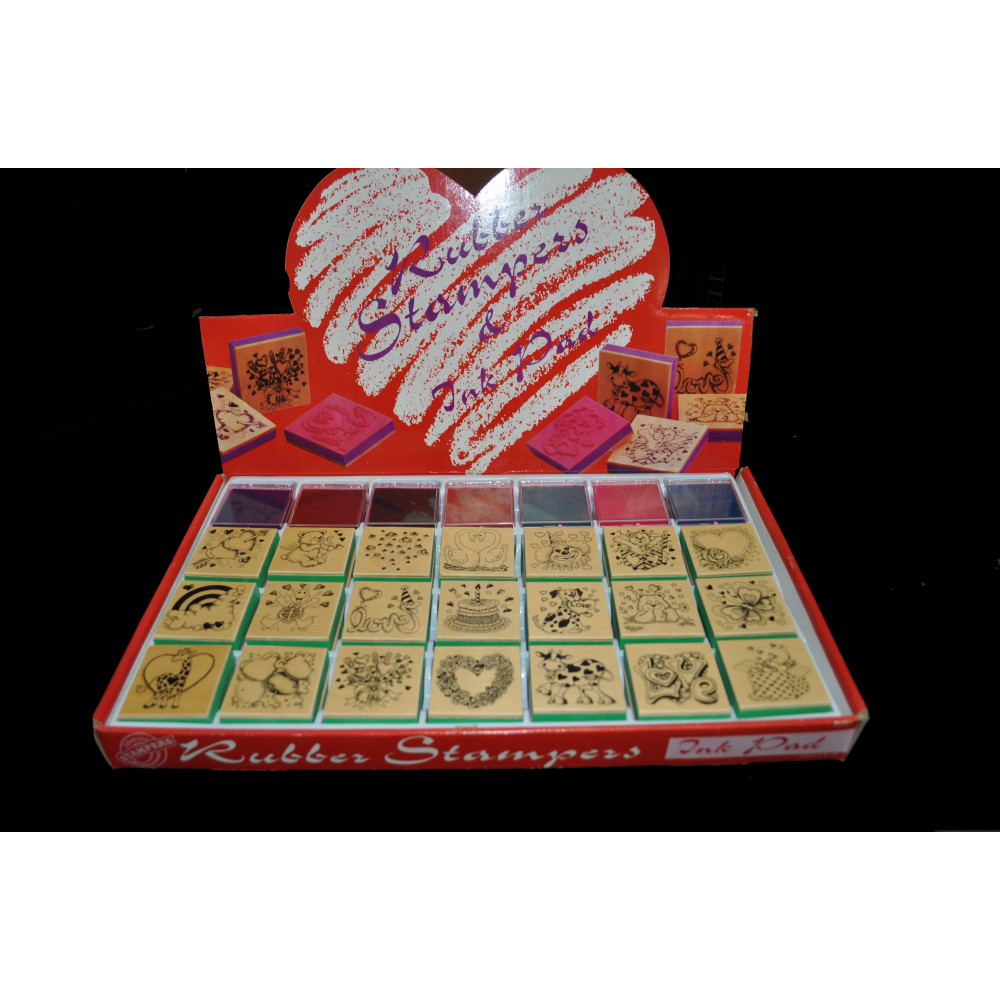 ASSORTED STAMPS AND STAMP PADS IN DISPLAY BOX (1 SET) 
