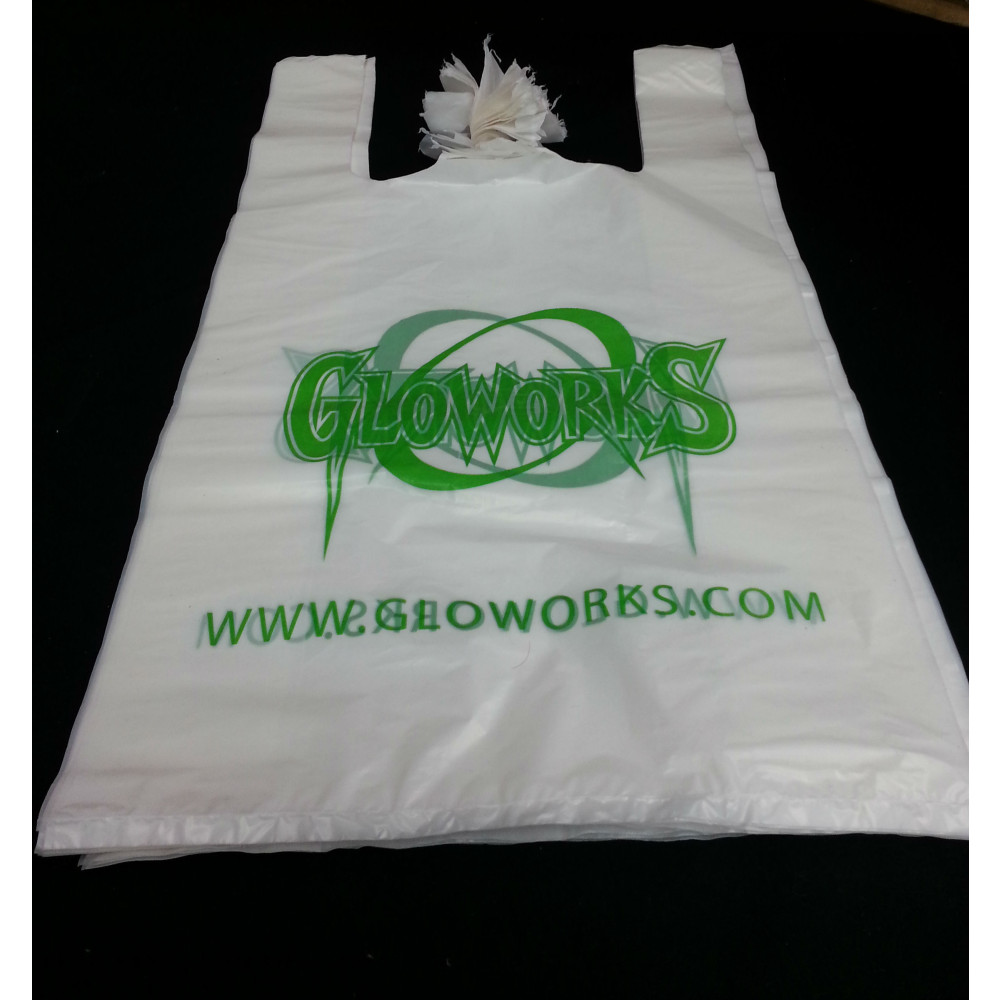 12'' HEAVY WEIGHT PLASTIC BAGS WITH GLOWORKS LOGO PRINTED ON THEM (1 PACK OF 50)