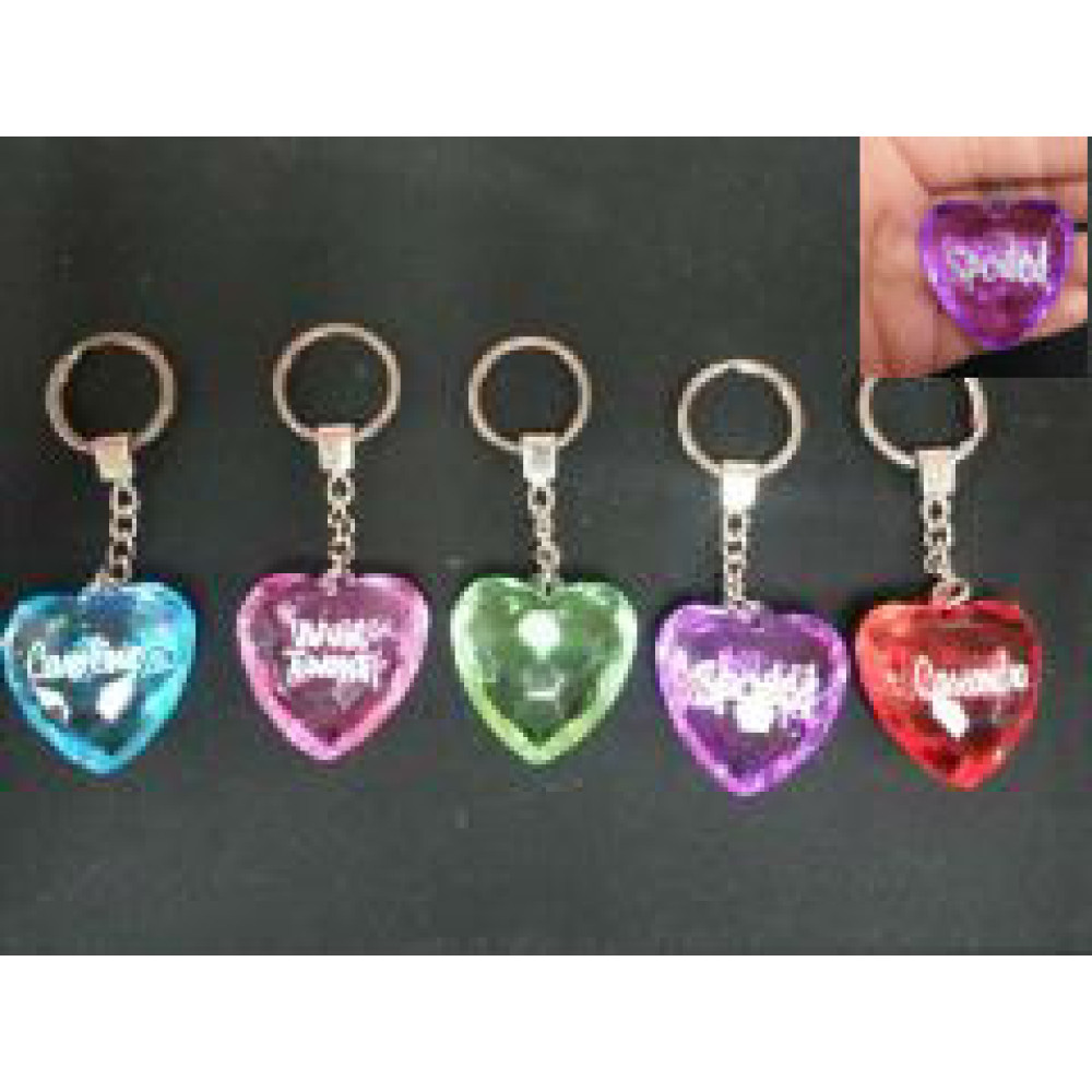 ASSORTED COLOR SAYING/NAME HEART KEY CHAIN (1 PIECE)