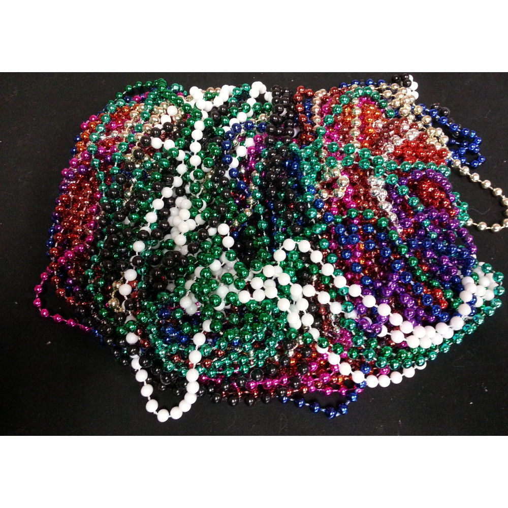 METALLIC ASSORTED THROW BEADS - 48/BAG (1 BAG)