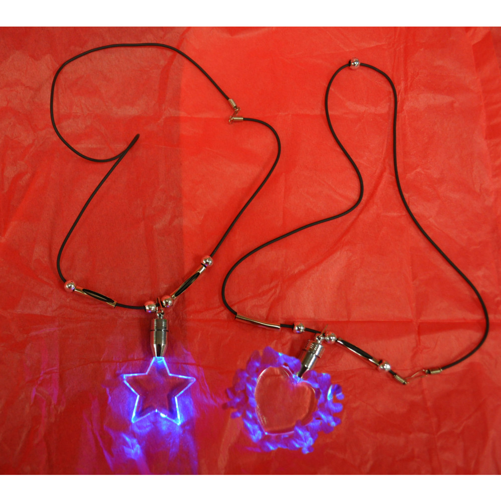 ACRYLIC LED NECKLACE ASSORTED SHAPES HEART/STAR (1 PIECE)