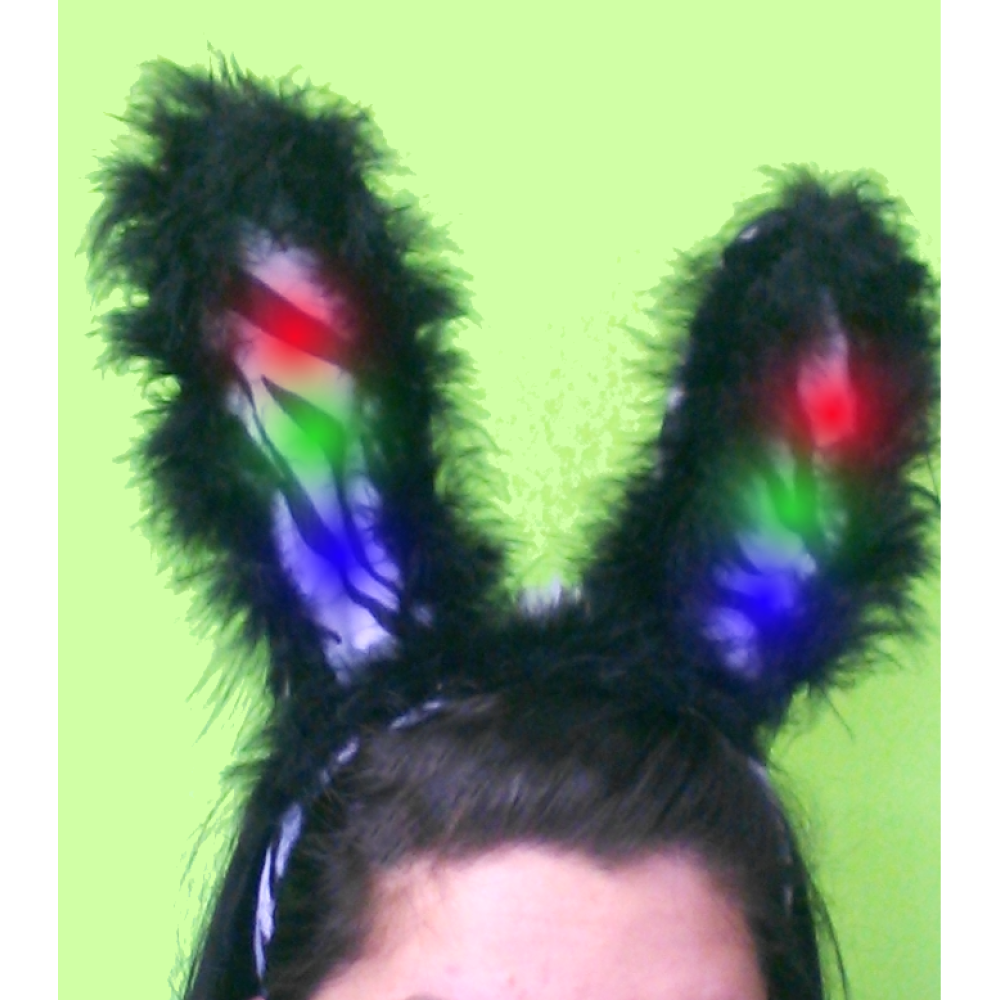 FLASHING ZEBRA PRINT BUNNY EARS (1 PIECE)