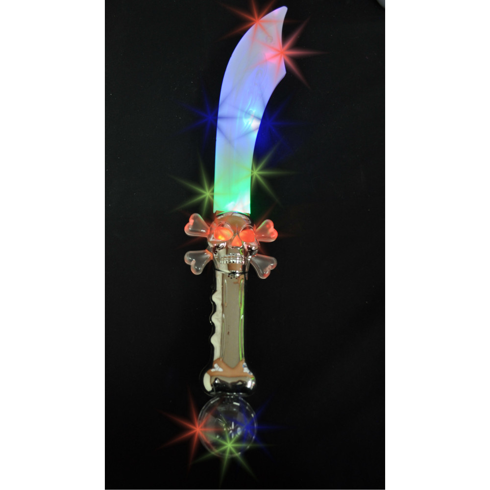 LIGHT UP PIRATE SWORD WITH METALLIC SKULL IN THE MIDDLE ( 1 PIECE)
