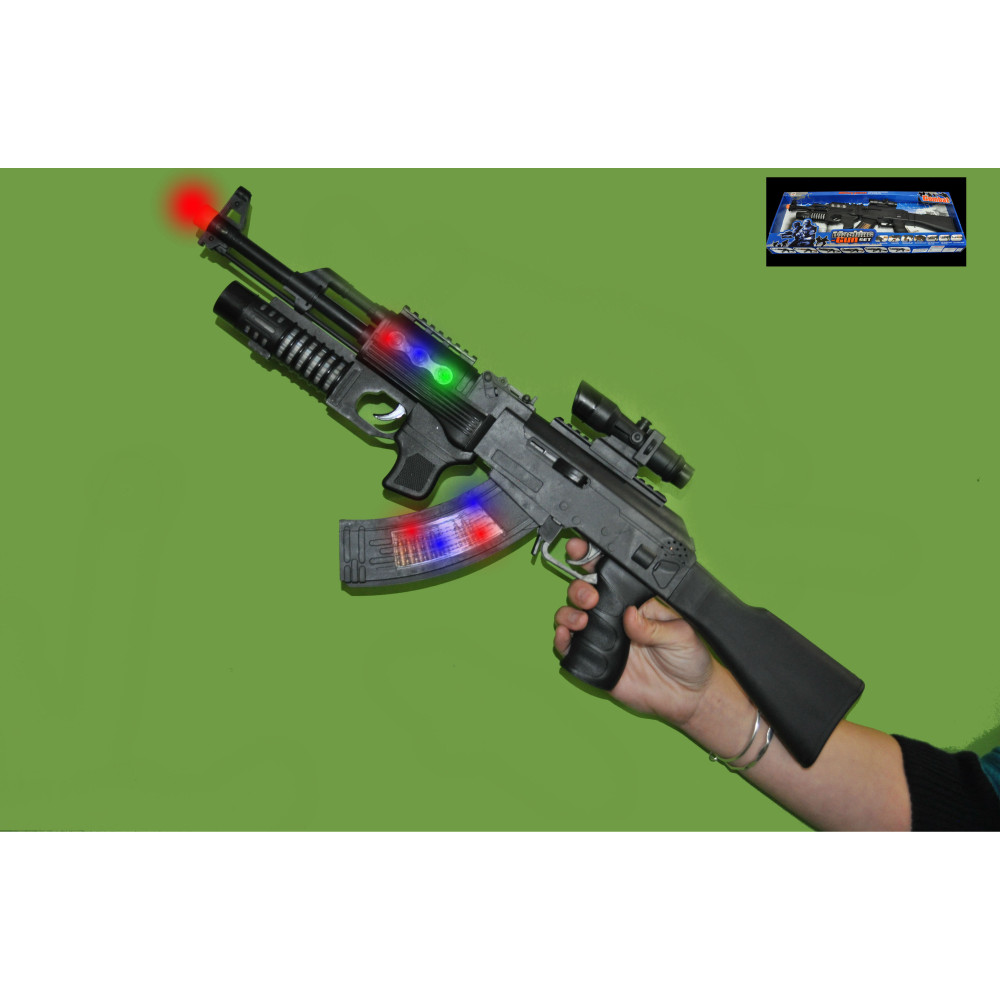 24" FLASHING LED MACHINE GUN WITH VIBRATION AND SOUND 24/CASE BATTERIES NOT INCLUDED (1 PIECE)