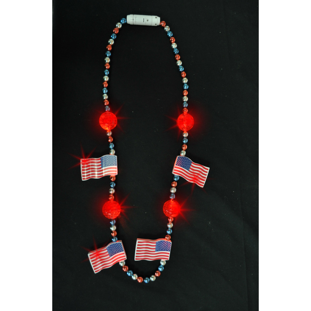 FLASHING USA BEAD NECKLACE ( 1 PIECE)