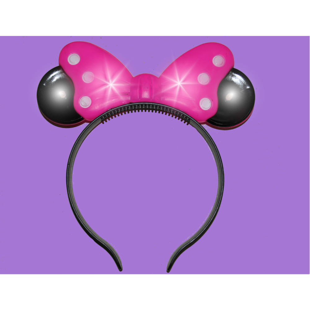 ASSORTED COLOR LED BOW HEADBANDS WITH EARS (1 PIECE)