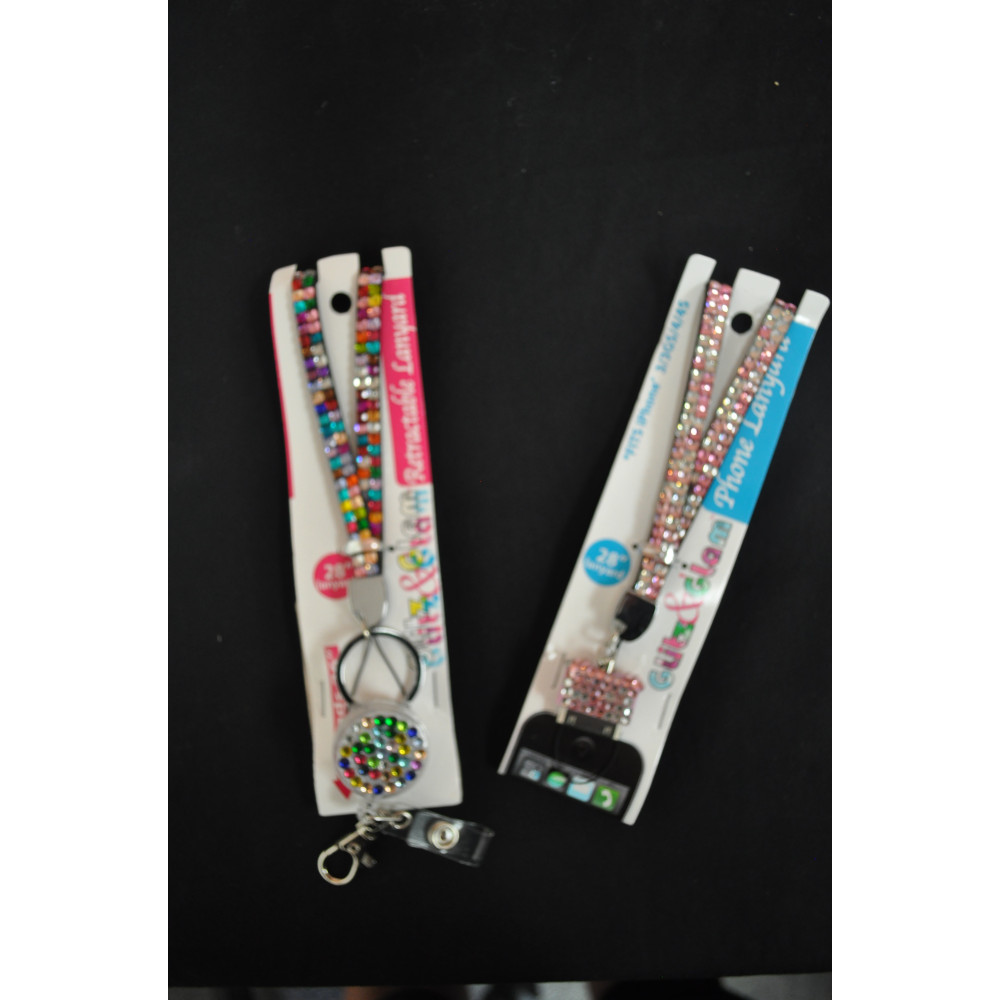ASSORTED STYLE GEM LANYARDS (1 DOZEN)