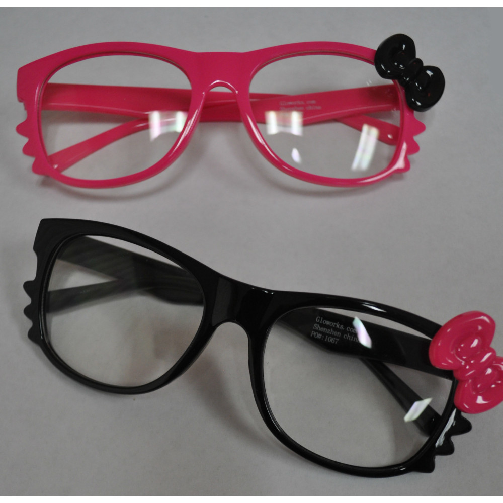 NON-FLASH EYEGLASSES WITH BOWS AND LENSES - ASSORTED COLORS (1 PIECE)