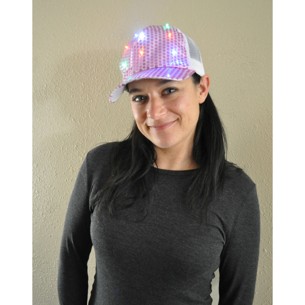 FLASHING SEQUIN TRUCKER CAP MESH ADJUSTABLE BACK ASSORTED COLORS (1 PIECE)