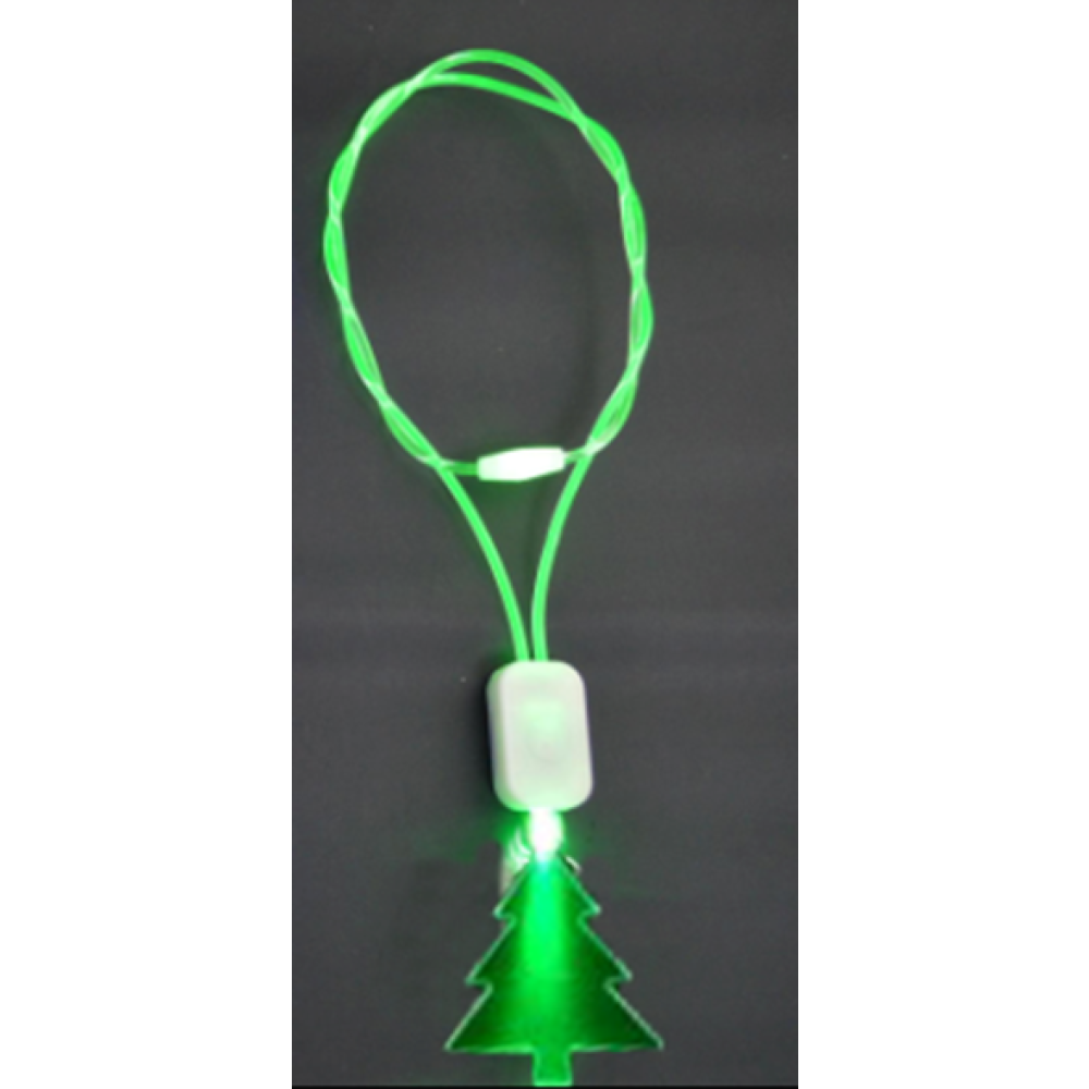FLASHING ACRYLIC TREE CHARM ON LIGHT-UP WIRE LANYARD (1 PIECE)