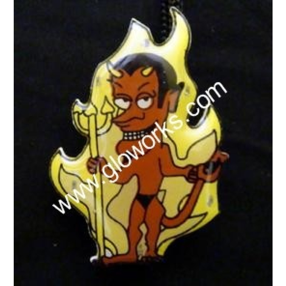 DEVIL IN FLAMES FLASHING MAGNETIC LED PIN