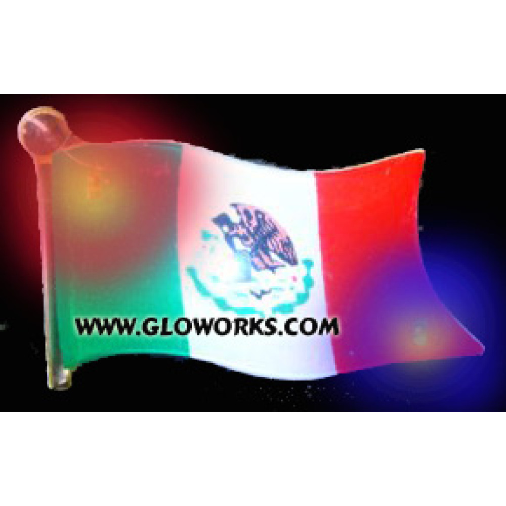 MEXICAN FLAG FLASHING MAGNETIC LED PIN 