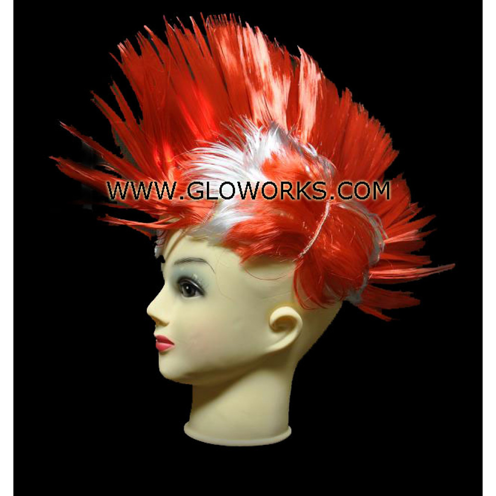 FLASHING MOHAWK WIG - RED/GREY (1 PIECE)