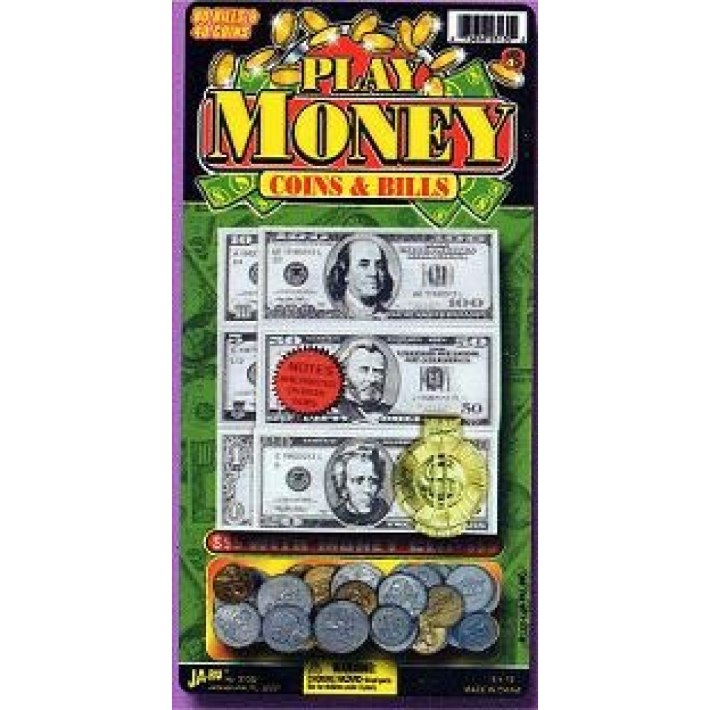 PLAY MONEY COINS & CASH (1 PIECE)
