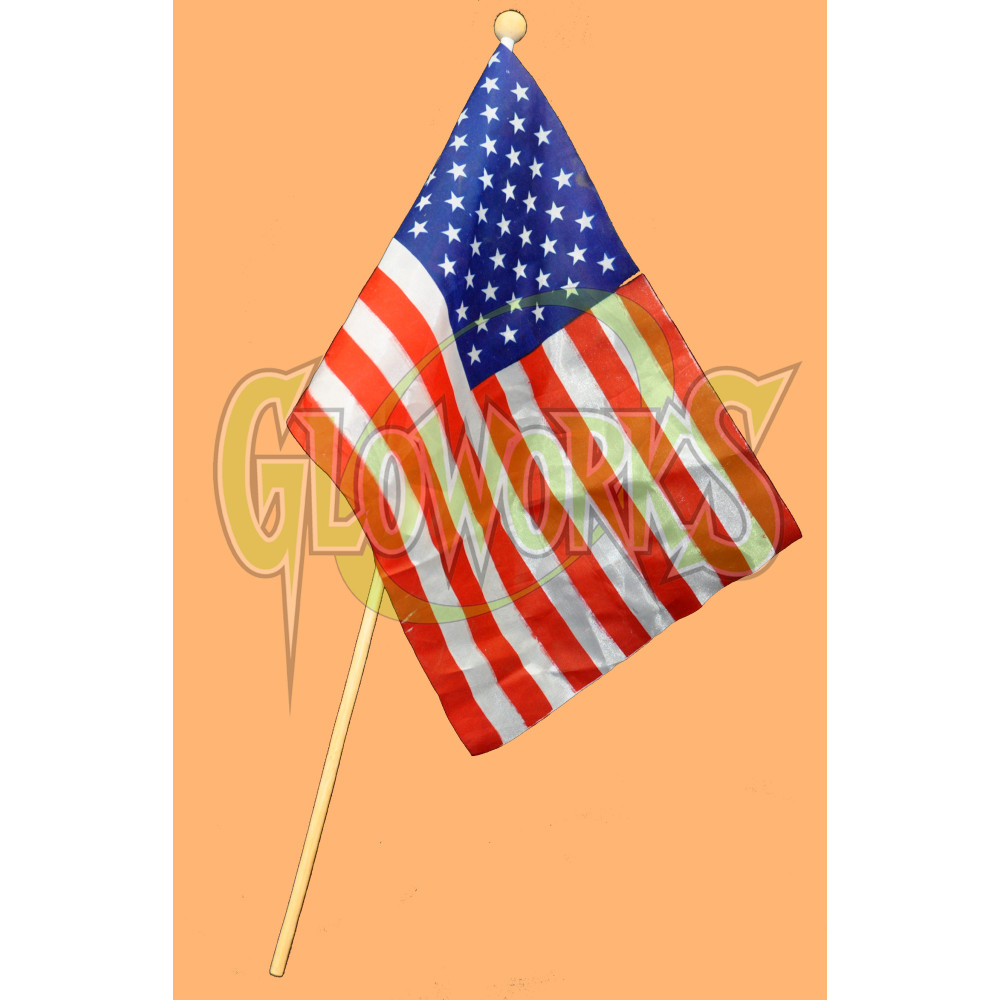 8" X 12" USA FLAG ON WOODEN STICK (1 PIECE)