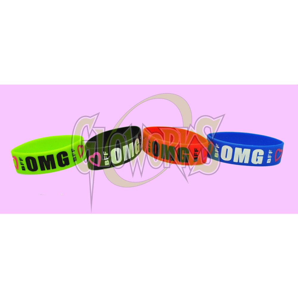 SILICONE BRACELETS - OMG (1 DOZEN)