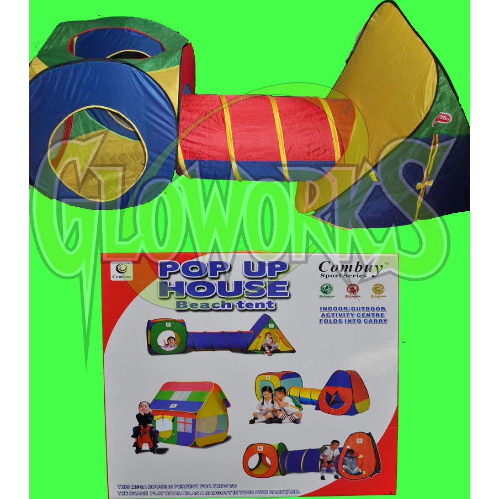 POP-UP TENT WITH 2 COMPARTMENTS & TUNNEL (1 PIECE)