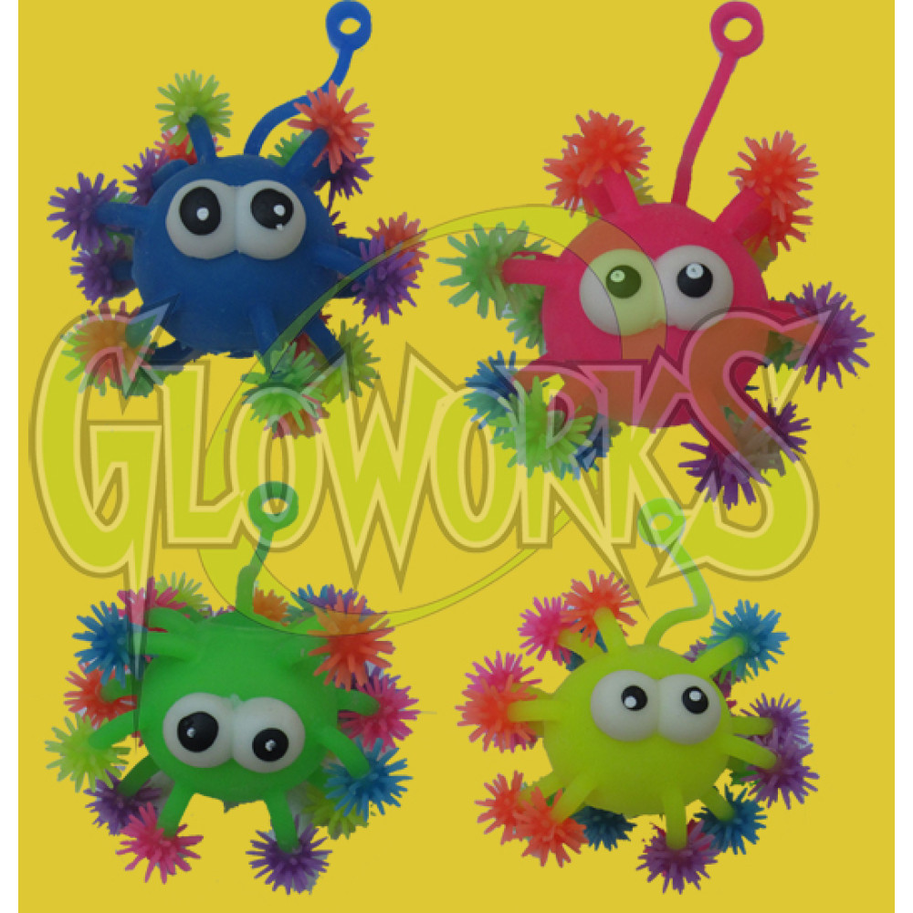 PUFFER FLASHING BALLS WITH GOGGLY EYES & SPIKY TIPS - ASST. COLORS (1 PIECE)