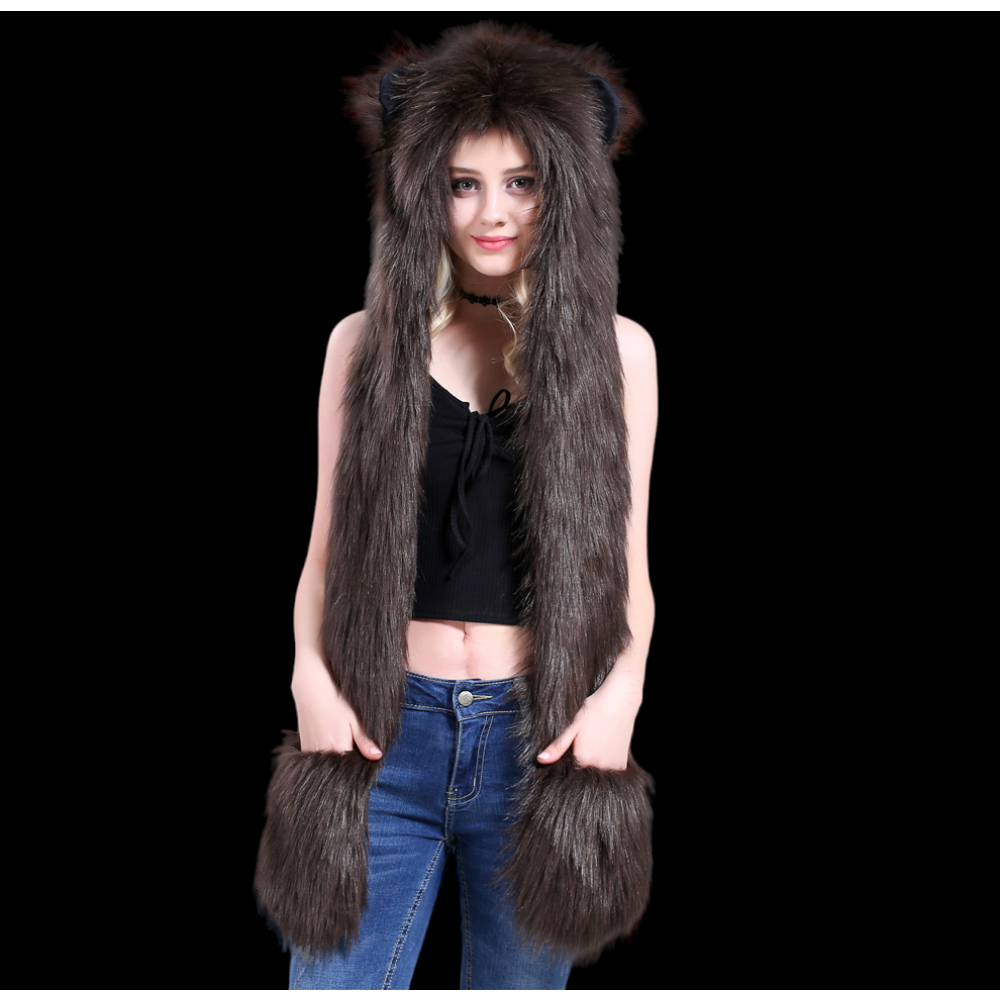 ULTRA FUZZY ASSORTED COLOR BEAR PLUSH HAT