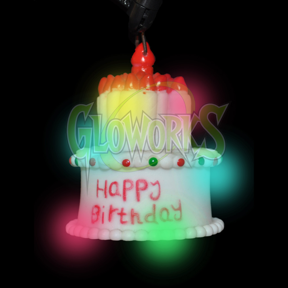 FLASHING HAPPY BIRTHDAY CAKE CHARM NECKLACE (1 PIECE)
