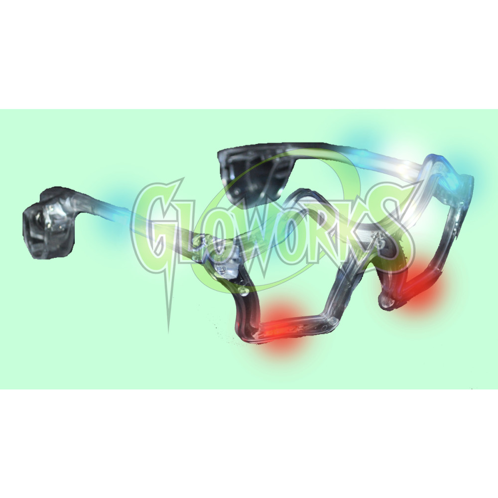 STAR SHAPED FLASHING SUNGLASSES - R/W/B (1 PIECE)
