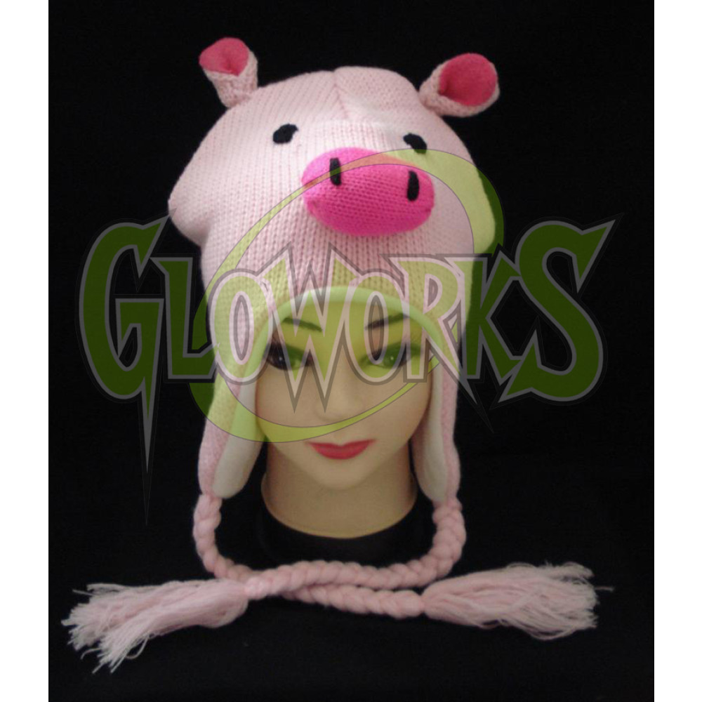 WOOL KNIT PIG ANIMAL HAT (1 PIECE)