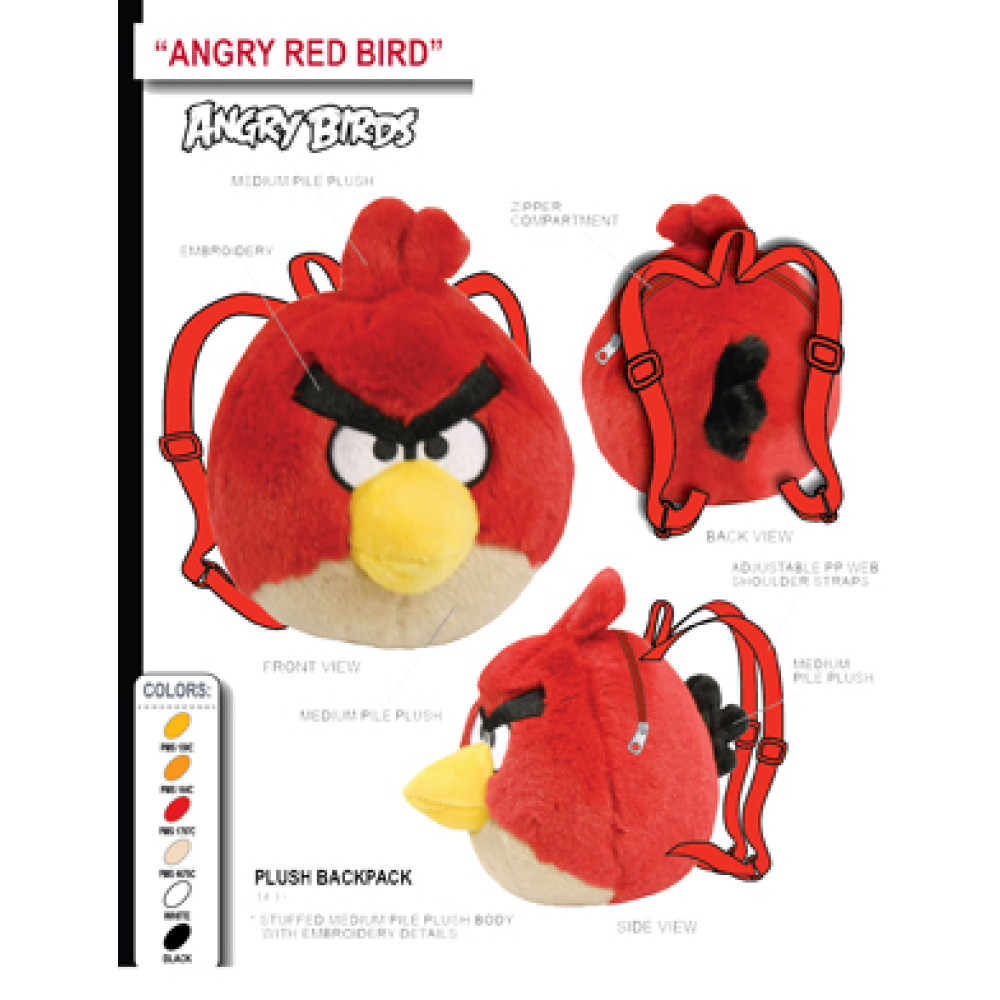 PLUSH ANGRY BIRDS BACKPACK - RED BIRD (1 PIECE)