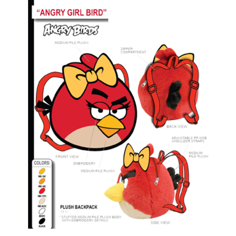PLUSH ANGRY BIRDS BACKPACK - RED GIRL BIRD (1 PIECE)