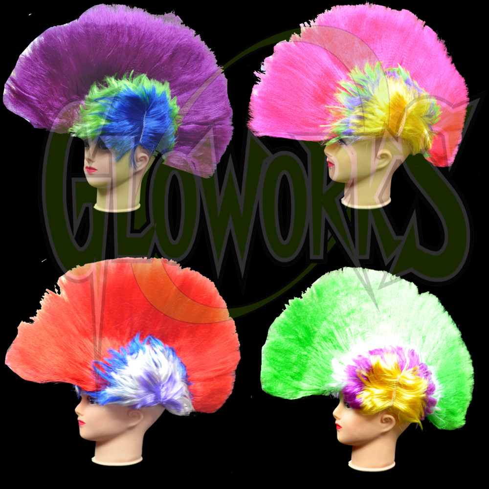 LARGE STYLE FLASHING MOHAWK WIGS -ASSORTED COLORS (1 PIECE)