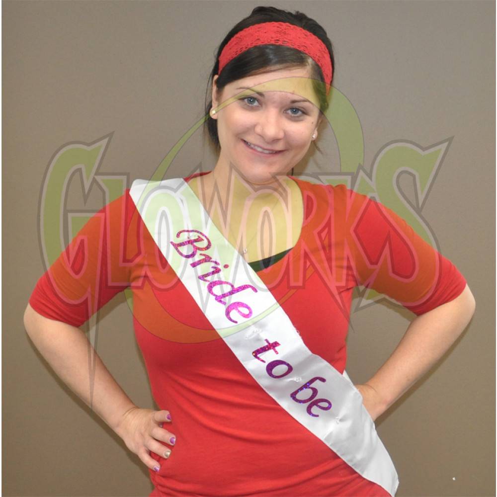 "Bride to be" Flashing White Sash (1 PIECE)