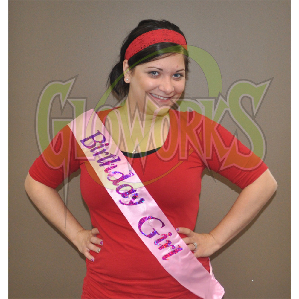 "Birthday Girl" Flashing Pink Sash (1 PIECE)