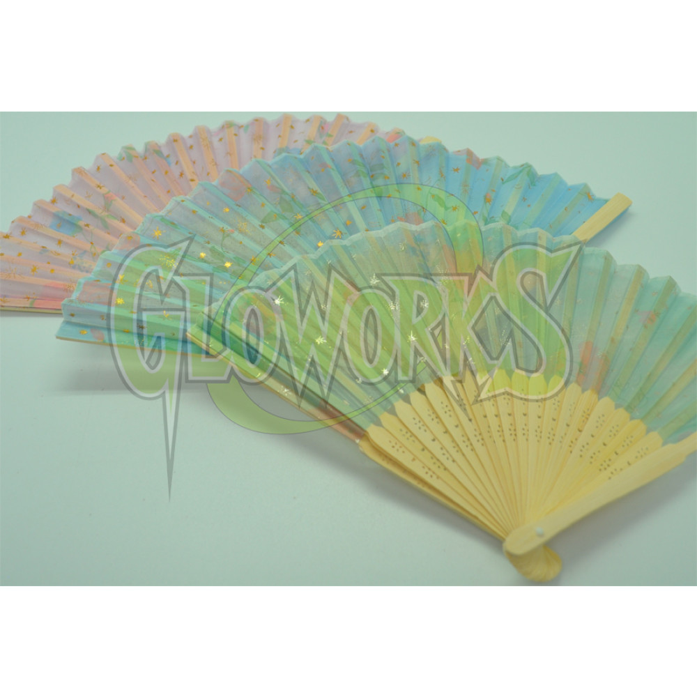 WOODEN 7" FANS - ASSORTED COLORS (1 PIECE)