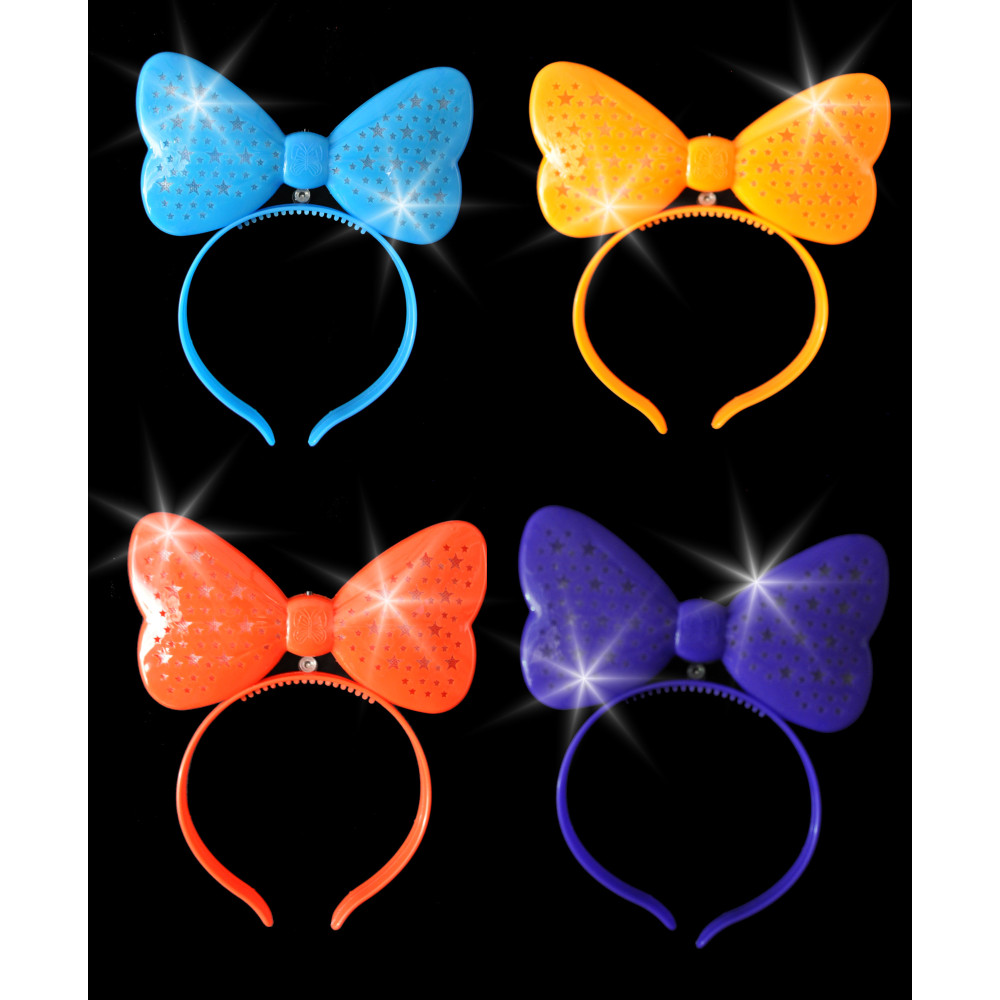 Bow Flashing Plastic Headband - Asst. Colors (1 PIECE)